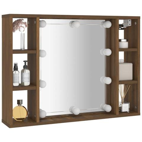 Mobile A Specchio Con Led Rovere Marrone 76x15x55 Cm - Foto 10