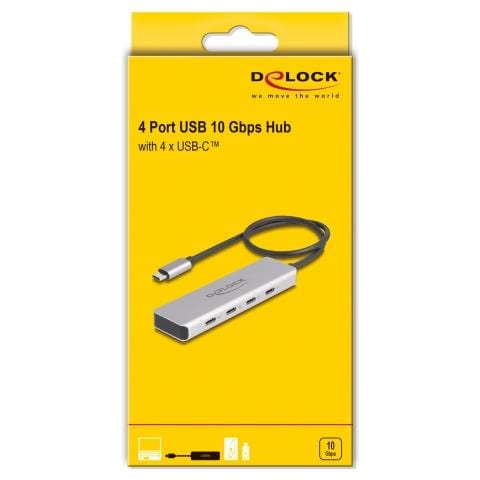 Hub USB 10 Gbps USB Type-C con 4 x USB Type-C femmina con cavo di collegamento da 35 cm - Foto 2