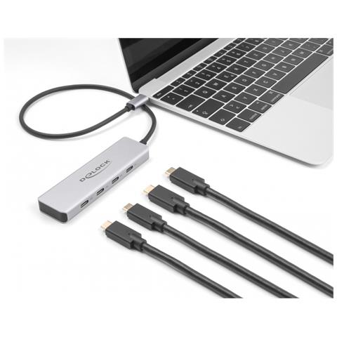 Hub USB 10 Gbps USB Type-C con 4 x USB Type-C femmina con cavo di collegamento da 35 cm - Foto 1