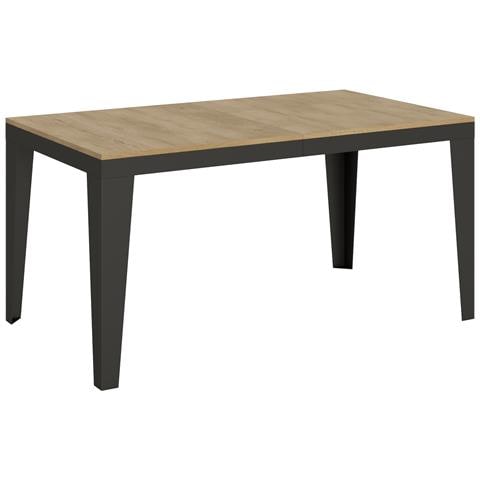 Tavolo Allungabile 90x160/420 Cm Flame Evolution Telaio Antracite - Quercia Natura - Foto 5