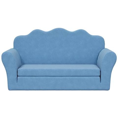Divano Letto Per Bambini A 2 Posti Blu In Morbido Peluche - Foto 3