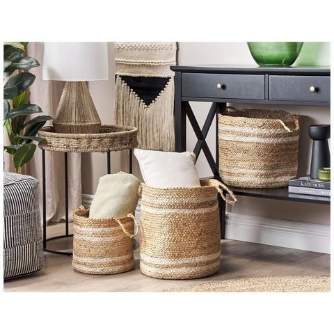 Set Di 3 Cestini Zhob Iuta Naturale - Foto 1