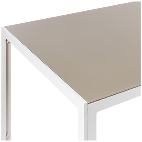 Tavolo Da Giardino Alluminio E Vetro Temperato Bianco E Beige 160 X 90 Cm Catania - Foto 2