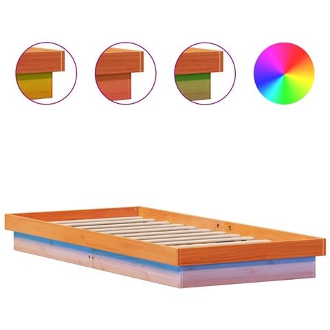 Giroletto Led Marrone Cera 90x200 Cm In Legno Massello Di Pino - Foto 2