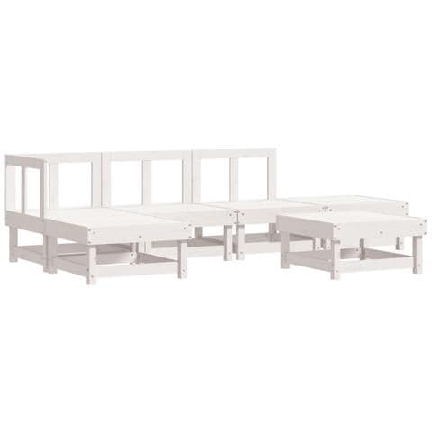 Set Salotto da Giardino 6 pz Bianco in Legno Massello di Pino - Foto 1
