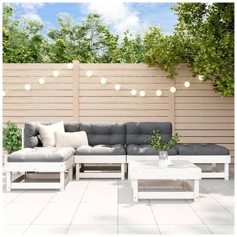 Set Salotto da Giardino 6 pz Bianco in Legno Massello di Pino - Foto 6