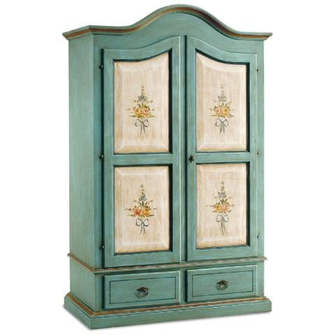 Armadio Classico In Legno Bicolore Azzurro E Decori L. 122 P. 60 H. 200 - Foto 1