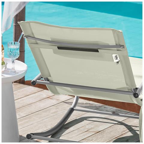 Set 2 Sdraio a Dondolo con Poggiatesta 63x150x87 cm Beige - Foto 7