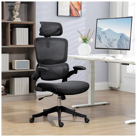 Sedia Da Ufficio Ad Altezza Regolabile Con Inclinazione E Supporto Lombare, 62x58x120-133 Cm, Nera - Foto 6