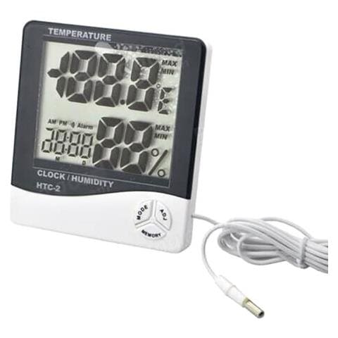 Termometro Igrometro Digitale Temperatura Umidita' Ora Data Casa Htc-2 Con Sonda - Foto 1