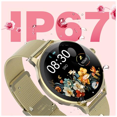 Smartwatch Da Donna Con Elegante Cinturino A Maglie Inossidabile, Oro - Foto 2