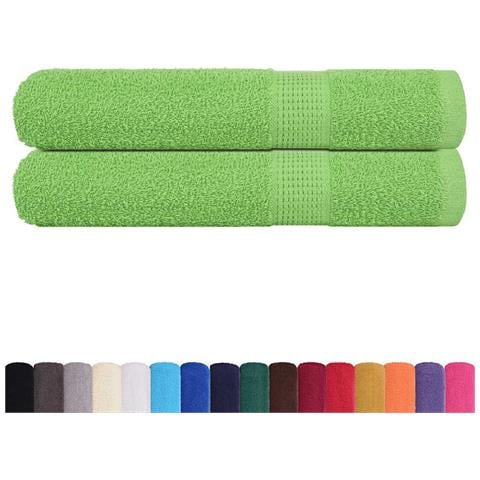 Asciugamani 2 Pz Verde Mela 100x200 Cm 360 G /m 100% Cotone - Foto 2