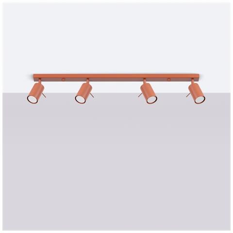 Lampada Da Soffitto Ring 4l Rosso Ocra Sl. 1510 - Moderno Lampada Da Soffitto Ocra Rossa 17x81x6 Cm - Foto 2