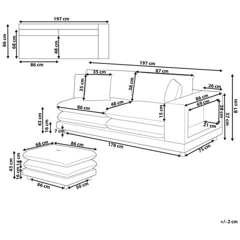Divano 2 Posti Heden Tessuto Grigio Con Ottomana - Foto 4