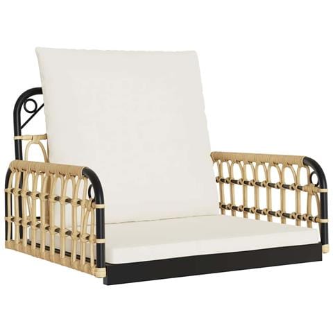 Sedia a Dondolo con Cuscini 63x58x39 cm Polyrattan e Acciaio - Foto 1