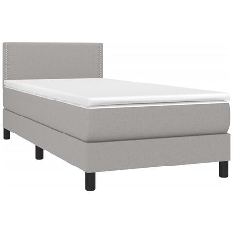 Letto a Molle Materasso e LED Grigio Chiaro 80x200 cm Tessuto - Foto 8