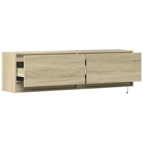 Mobile TV a Parete con Luci LED Rovere Sonoma 140x31x38 cm - Foto 2