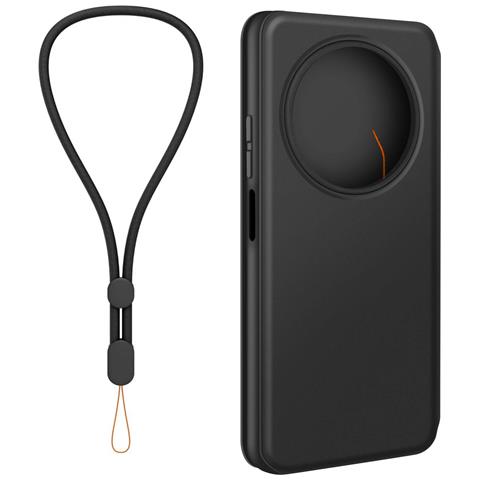 Custodia A Libro Per Xiaomi Redmi 14c Patta Con Cinghia A Mano, Nero - Foto 5