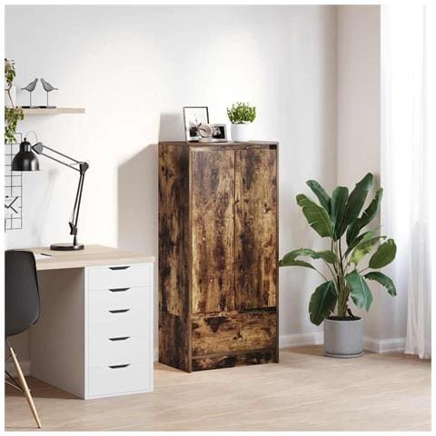 Armadio con Cassetto Rovere Fumo 55,5x34x119,5 cm in Truciolato - Foto 1
