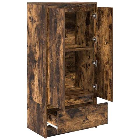 Armadio con Cassetto Rovere Fumo 55,5x34x119,5 cm in Truciolato - Foto 2