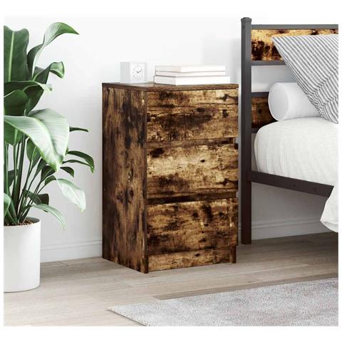 Comodini con 3 Cassetti 2 pz Rovere Fumo 39x35x65 cm - Foto 1