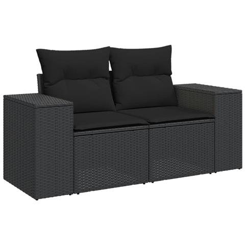 Set Divani Da Giardino 9 Pz Con Cuscini Nero In Polyrattan - Foto 3