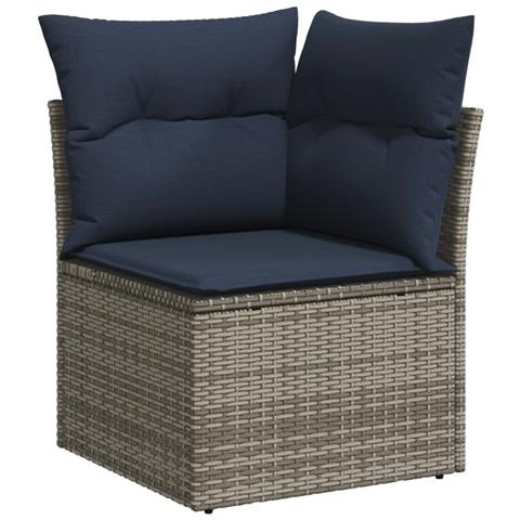 Set Divani Da Giardino 8 Pz Con Cuscini Grigio In Polyrattan - Foto 3