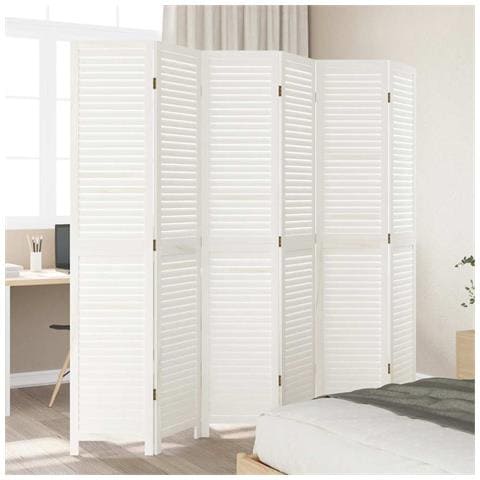 Divisorio Ambienti 6pannelli Bianco Legno Massello Di Paulownia - Foto 3