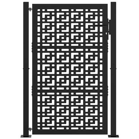 Cancello Giardino Nero 105x155 Cm In Acciaio Design A Croce - Foto 8