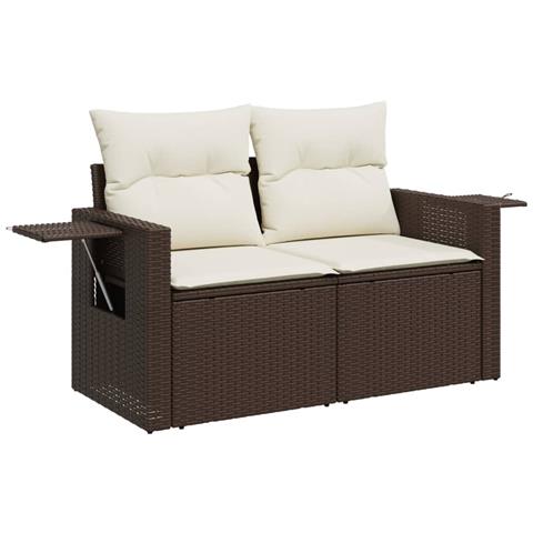 Set Divani Da Giardino 9pz Con Cuscini Marrone In Polyrattan - Foto 3