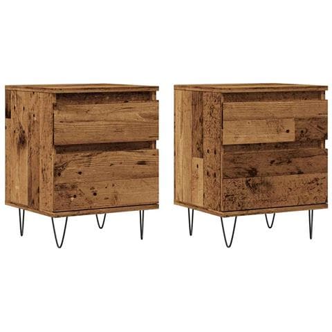 Comodini 2pz Legno Antico 40x35x50 Cm In Legno Multistrato - Foto 2