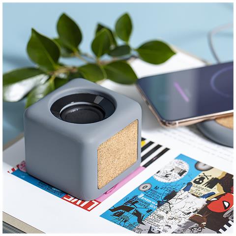 Altoparlante Nature In Sughero E Pietra Calcarea Bluetooth 5.0. Potenza Sonora 3w. Batteria 300 Mah 7,1x7,1x5,9 Cm. Grigio - Foto 3