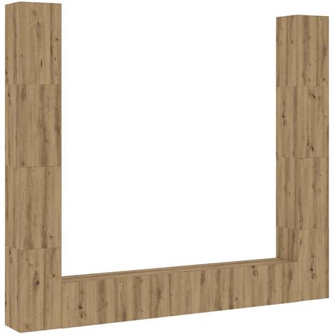 Mobili Tv A Parete 6 Pz Rovere Artigianale Legno Multistrato - Foto 2