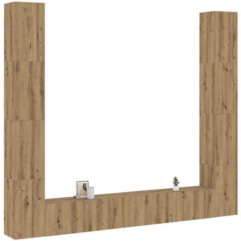 Mobili Tv A Parete 6 Pz Rovere Artigianale Legno Multistrato - Foto 1