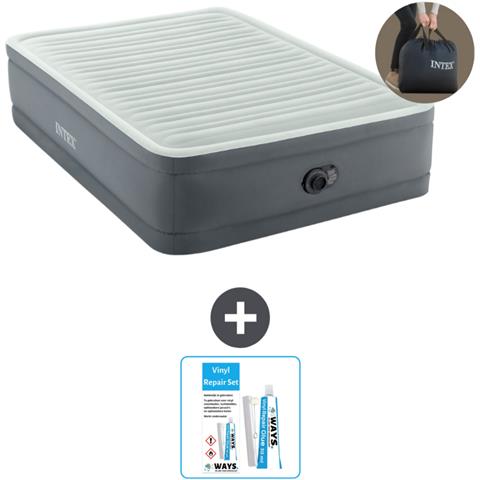 Set Materassino Gonfiabile - 191x137x46 Cm - Grigio - Include Accessori Coordinati Cb21 - Foto 1