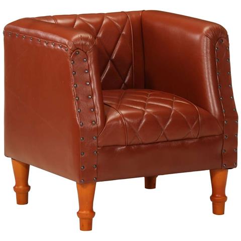 Lusso Casadino -  Poltrona A Pozzetto Marrone In Vera Pelle Di Capra - Foto 2