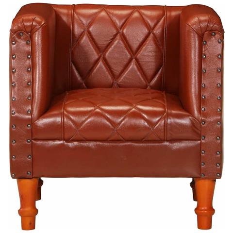 Lusso Casadino -  Poltrona A Pozzetto Marrone In Vera Pelle Di Capra - Foto 1