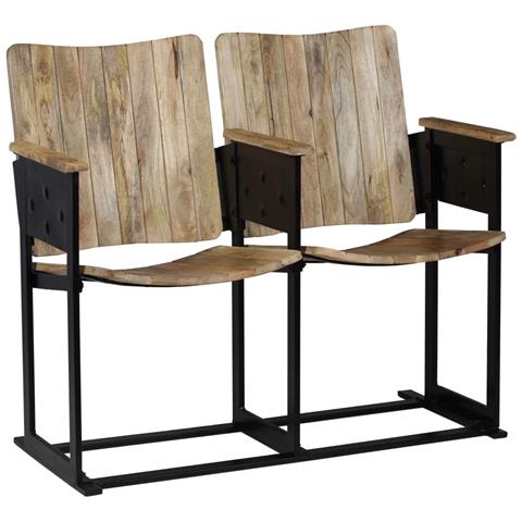 Panca A 2 Posti In Legno Massello Di Mango E Acciaio - Foto 2