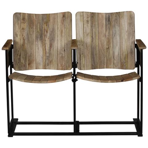 Panca A 2 Posti In Legno Massello Di Mango E Acciaio - Foto 1