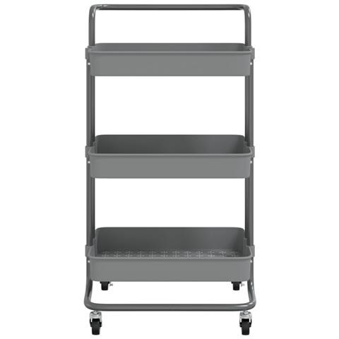 Carrello Da Cucina 3 Ripiani Grigio 42x35x85 Cm Ferro E Abs - Foto 2