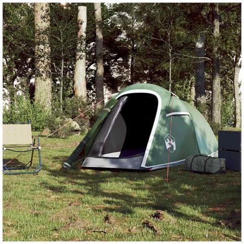 Tenda da Campeggio a Tunnel per 2 Persone Verde Impermeabile - Foto 2