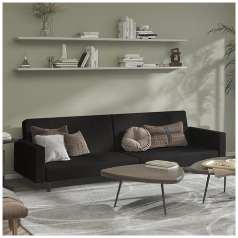 Divano Letto a 2 Posti Nero in Velluto - Foto 2