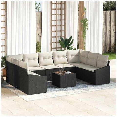 Set da Pranzo da Giardino 9 Pezzi con Cuscini in Rattan Sintetico Marrone - Foto 2