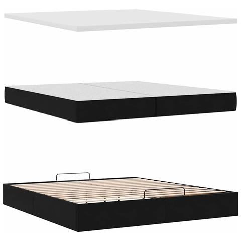 Struttura Letto Pouf con Materassi Nero 200x200 cm Velluto - Foto 9