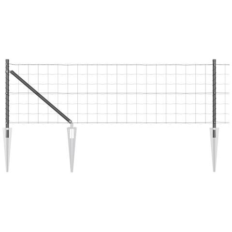 Euro Fence con 13 Pali a Punta 0.4x25 m Acciaio Zincato Grigio - Foto 1