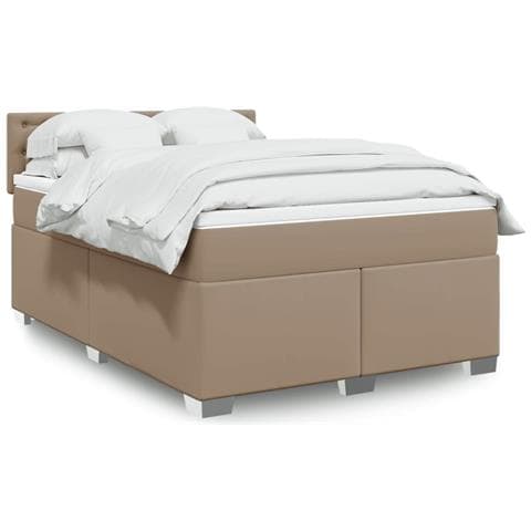 Giroletto a Molle con Materasso Cappuccino 160x200cm Similpelle - Foto 2