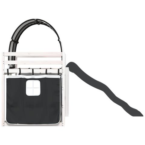 Letto a Castello con Scivolo e Tende Bianco e Nero 80x200 cm - Foto 9