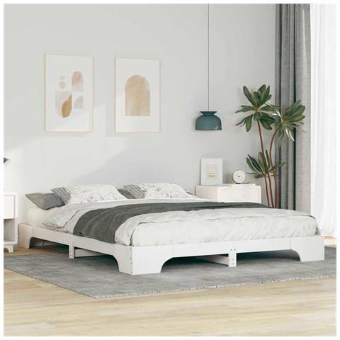 Struttura letto a terra con archiviazione Bianco legno - Foto 2