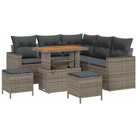 Set Divano da Giardino con cuscino 8 pcs Grigio 90 x 55 x 71 cm - Foto 1