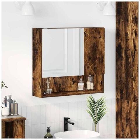 Mobiletto per specchio con porta Rovere fumo 59 x 17 x 55 cm - Foto 2